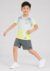Set Thể Thao Cho Bé Siêu Nhẹ Ultra Light Hoạ Tiết Zigzag (Xám Xanh Ombre + Xám Đậm Form Ngắn)