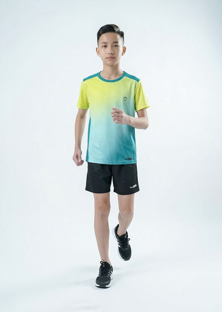 Set Thể Thao Cho Bé Siêu Nhẹ Ultra Light Ombre Hoạ Tiết Trừu Tượng (Xanh Lá + Đen)