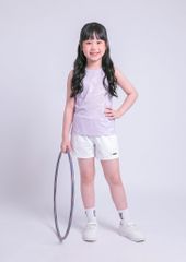 Set Thể Thao Cộc Tay Bé Gái Siêu Nhẹ Ultra Light (Tím Nhạt + Trắng 02 Form Ngắn)