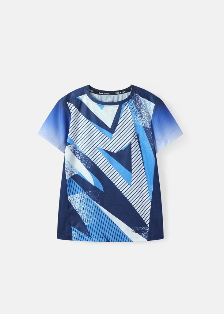 Áo Thun Thể Thao Cho Bé Siêu Nhẹ Ultra Light Xanh Hoạ Tiết Geometric Abstract