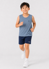 Set Thể Thao Tank Top Bé Trai Siêu Mát Ultra Cool (Xám Xanh + Quần Dù Navy 02)