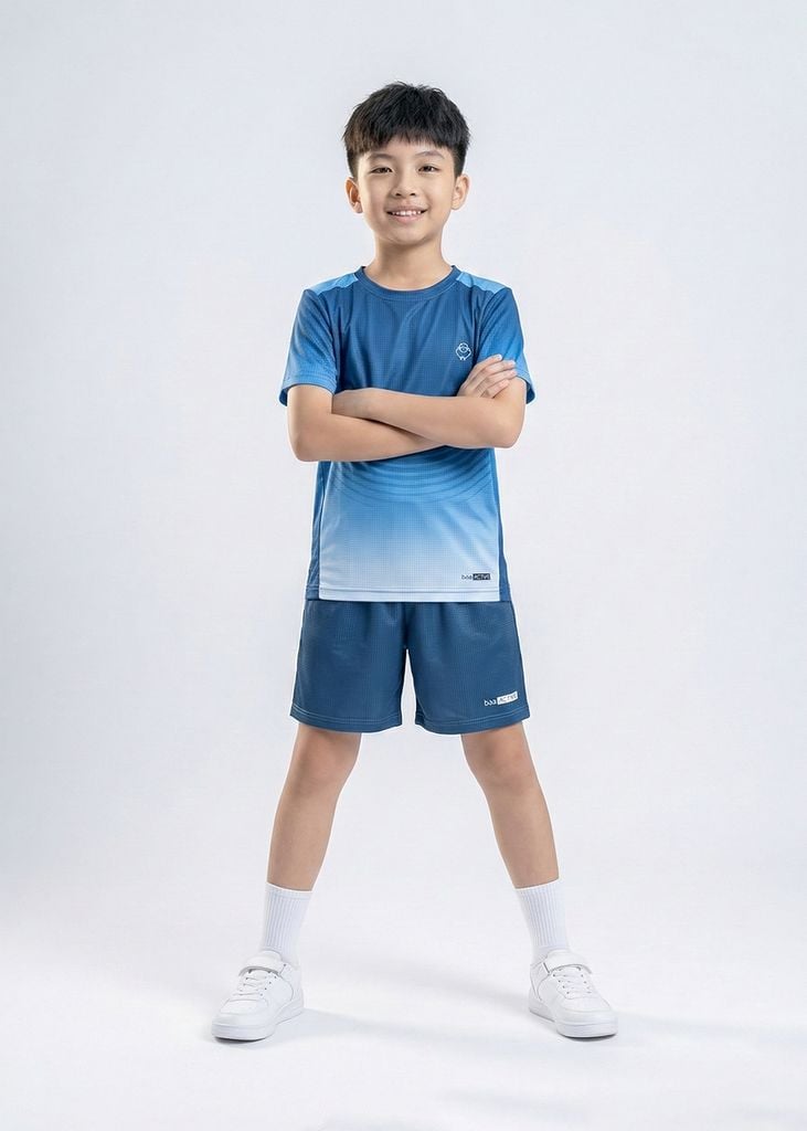 Set Thể Thao Cho Bé Siêu Nhẹ Ultra Light Ombre Hoạ Tiết Arcline (Xanh Biển + Xanh Navy)