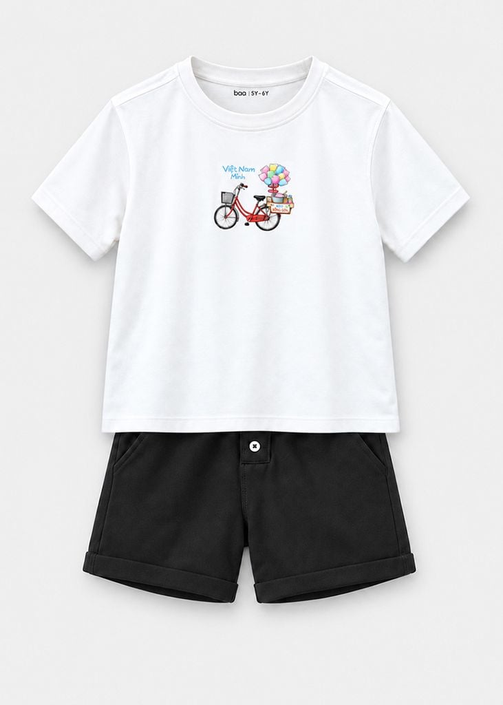 Bộ Áo Thun Form Rộng Cotton Mát Cool Jade Phối Quần Da Cá (Kẹo Bông Gòn + Đen)