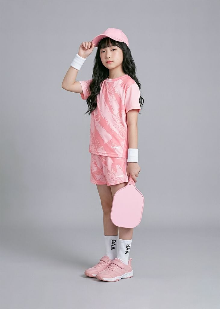 Set Thun Thể Thao Cho Bé Siêu Mát Ultra Cool Hồng Cam Hoạ Tiết Soft Brush