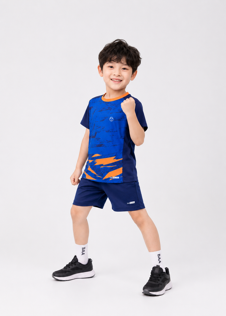 Set Thun Thể Thao Cho Bé Siêu Mát Ultra Cool Navy Hoạ Tiết Speed Slash 02