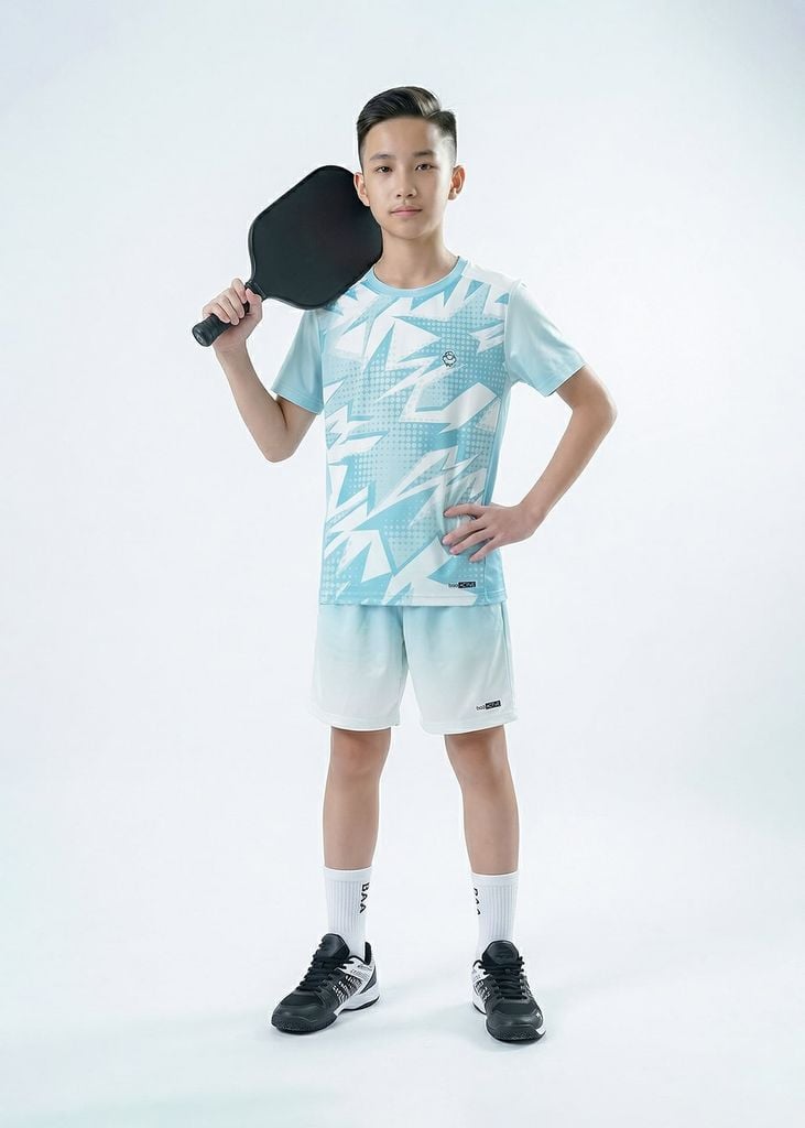 Set Thun Thể Thao Cho Bé Siêu Mát Ultra Cool Xanh Nhạt Hoạ Tiết Lightning