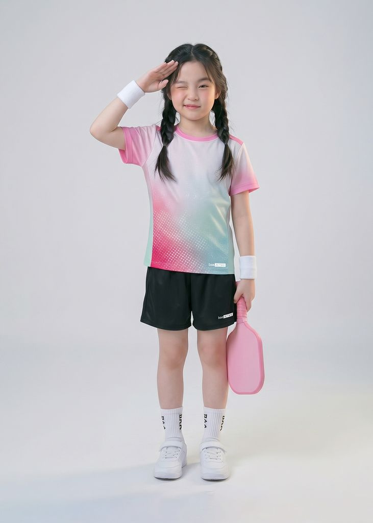 Áo Thun Thể Thao Cho Bé Siêu Nhẹ Ultra Light Hồng Hoạ Tiết Halftone Dots