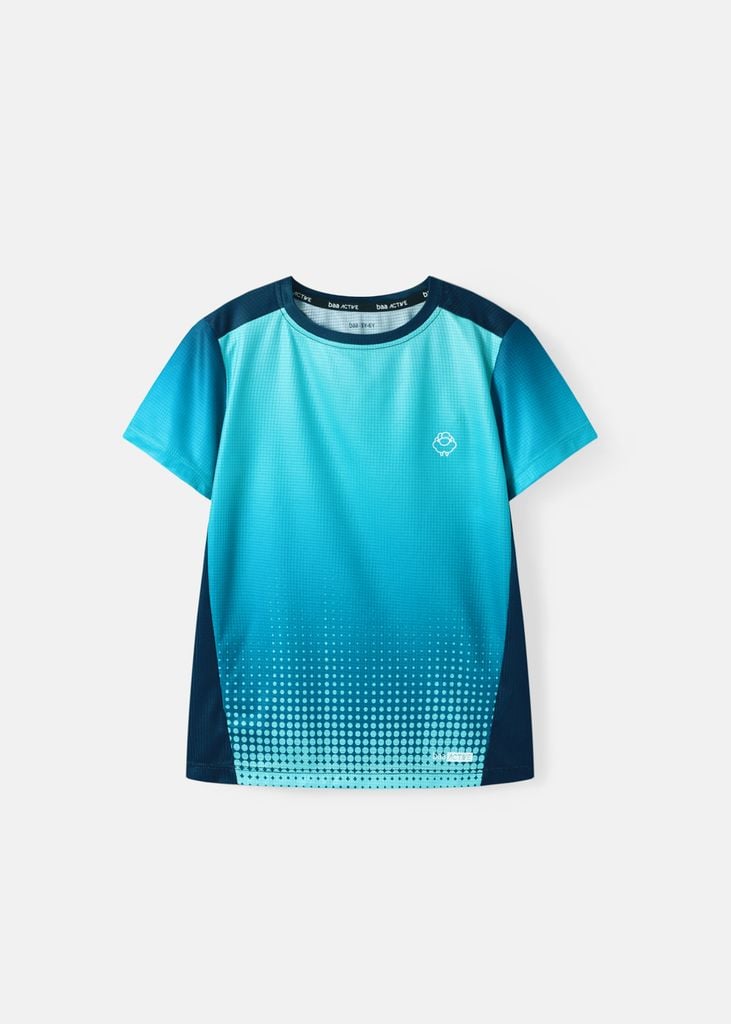 Áo Thun Thể Thao Cho Bé Siêu Nhẹ Ultra Light Xanh Mint Hoạ Tiết Halftone