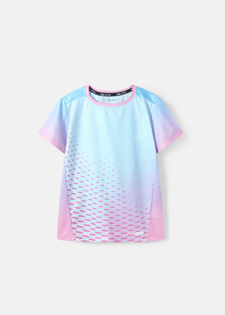 Áo Thun Thể Thao Cho Bé Siêu Nhẹ Ultra Light Xanh Nhạt Hoạ Tiết Halftone