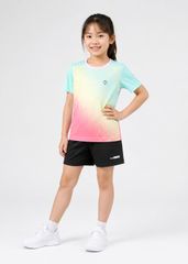 Set Thể Thao Cho Bé Siêu Nhẹ Ultra Light Họa Tiết (Hồng Vàng Fading Stripe + Đen 11 Form Ngắn)