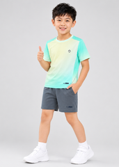 Set Thể Thao Cho Bé Siêu Nhẹ Ultra Light Hoạ Tiết Pinstripe (Xanh Ombre + Xám Đậm Form Ngắn)