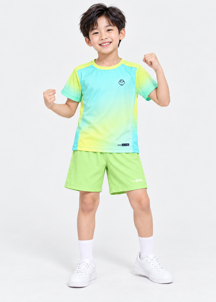 Set Thể Thao Cho Bé Siêu Nhẹ Ultra Light Họa Tiết (Xanh Vàng Ombre 02 + Xanh Lá Nhạt 02 Form Ngắn)