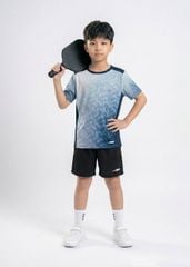 Set Thể Thao Cho Bé Siêu Nhẹ Ultra Light Ombre Hoạ Tiết Isometric (Xám Xanh + Đen)