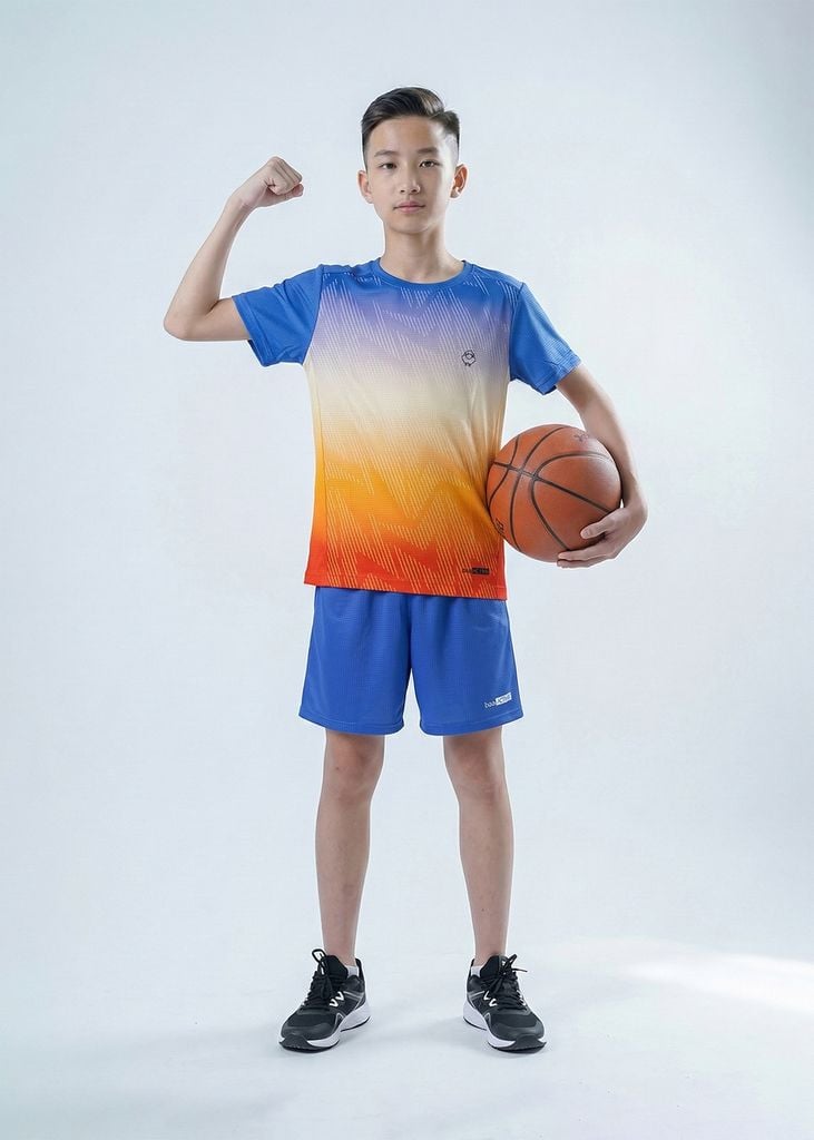 Set Thể Thao Cho Bé Siêu Nhẹ Ultra Light Ombre Hoạ Tiết Trừu Tượng (Cam + Xanh Biển)