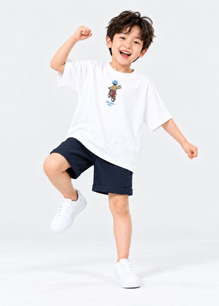 Bộ Áo Thun Form Rộng Cotton Mát Cool Jade Phối Quần Da Cá (Hủ Tiếu Gõ + Navy)