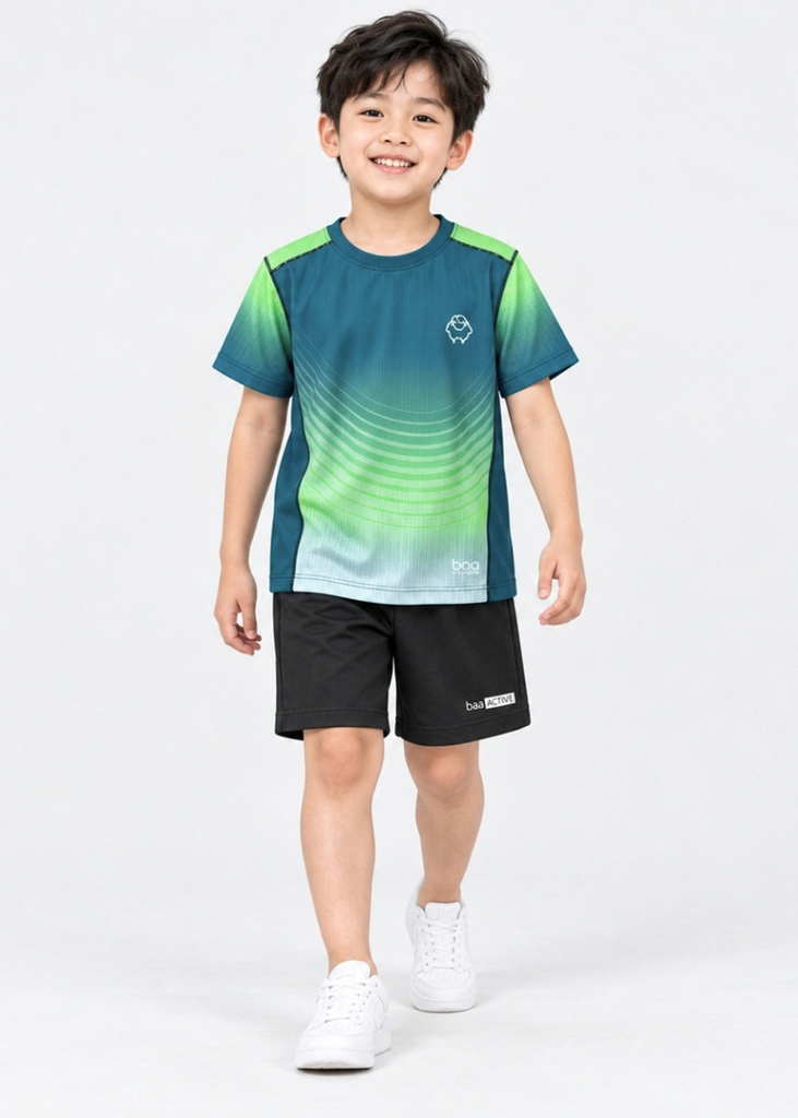 Áo Thun Thể Thao Cho Bé Siêu Nhẹ Ultra Light Xanh Lá Ombre Arcline 04