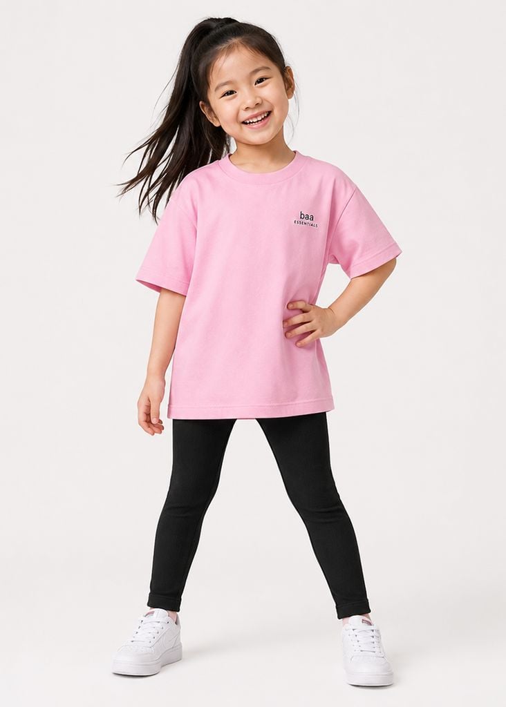 Quần Legging Bé Gái Gân Đen 02