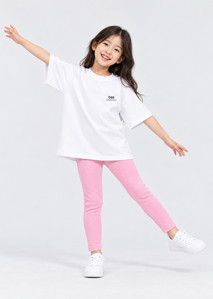 Quần Legging Bé Gái Gân Hồng