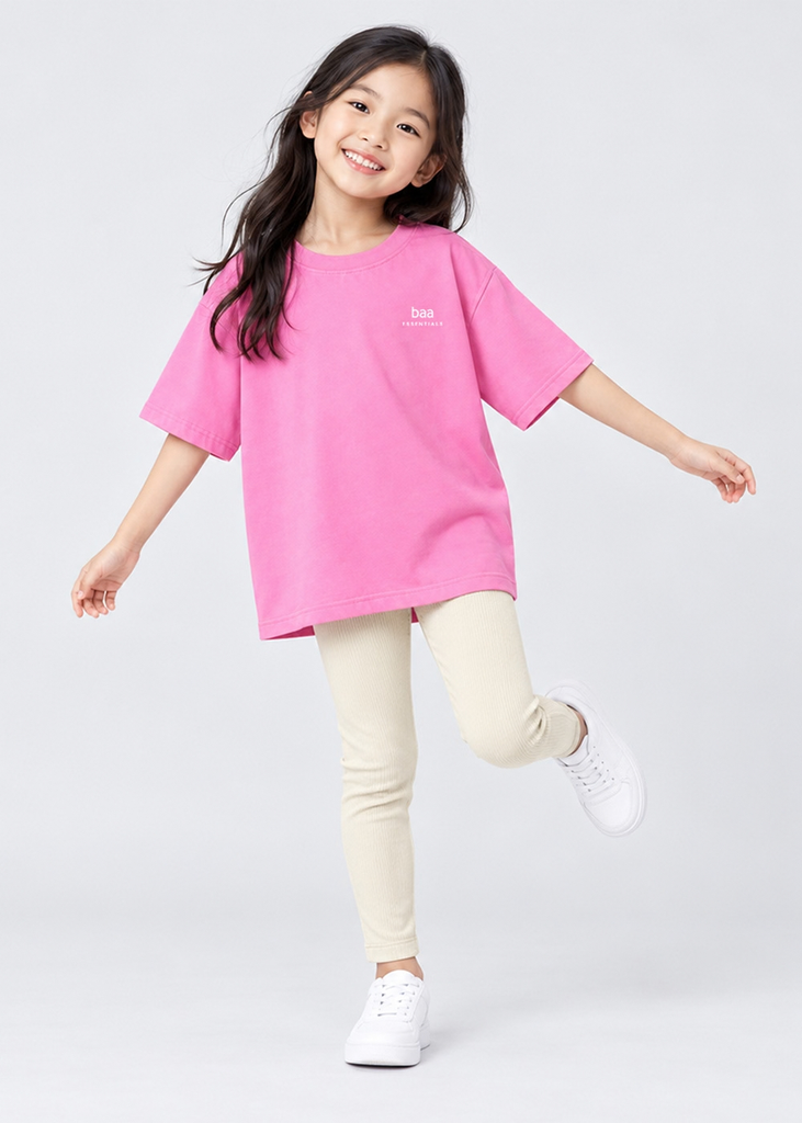 Quần Legging Bé Gái Gân Trắng Kem