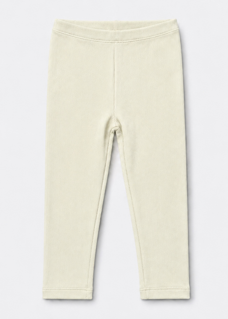 Quần Legging Bé Gái Gân Trắng Kem