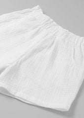 Quần Short Bé Gái Xô Muslin Trắng Kem