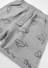 Quần Short Bé Trai Da Cá Xám Melange Hoạ Tiết Cá Mập