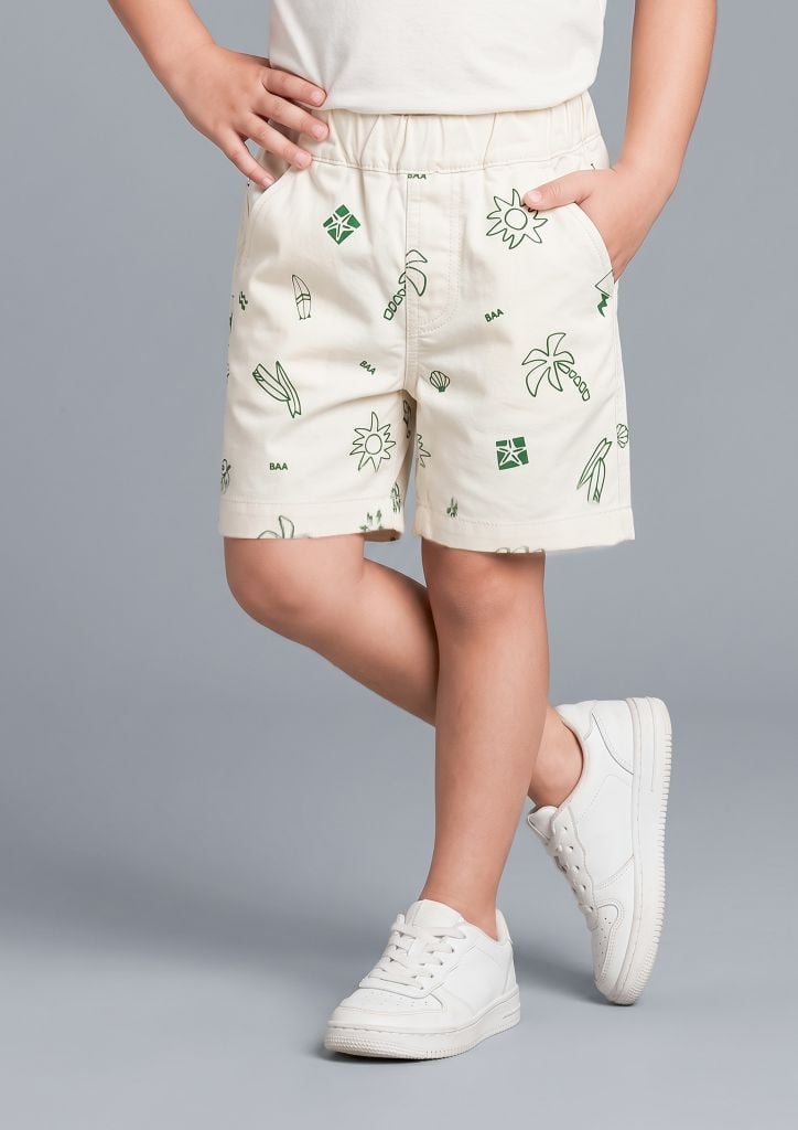Quần Short Bé Trai Khakis Kem Hoạ Tiết Summer
