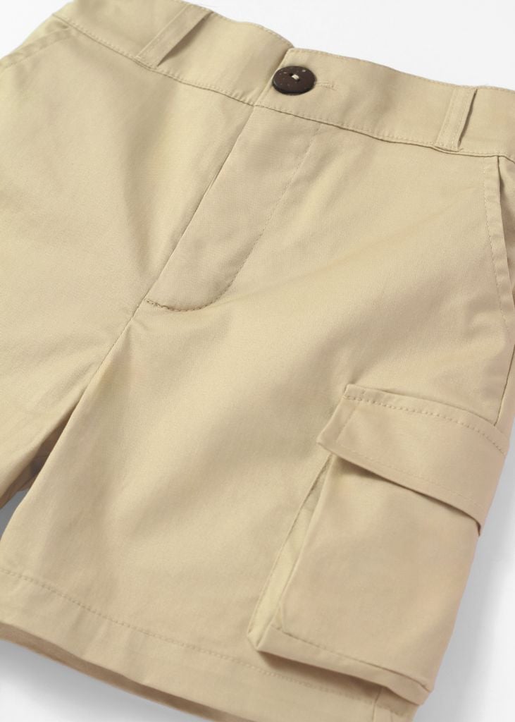 Quần Short Khakis Bé Trai Túi Hộp Be
