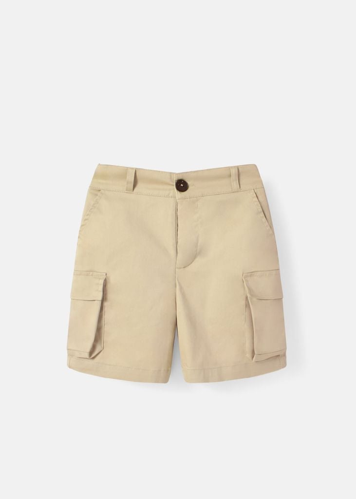 Quần Short Khakis Bé Trai Túi Hộp Be