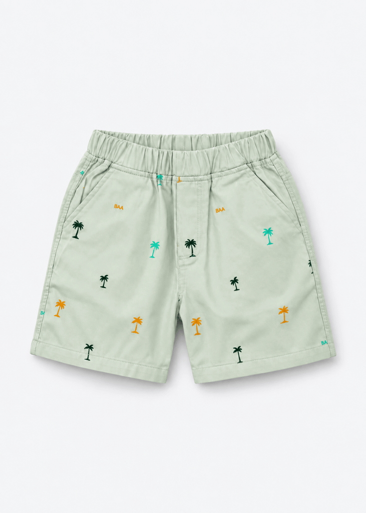 Quần Short Khakis Bé Trai Xám Họa Tiết Cây Dừa