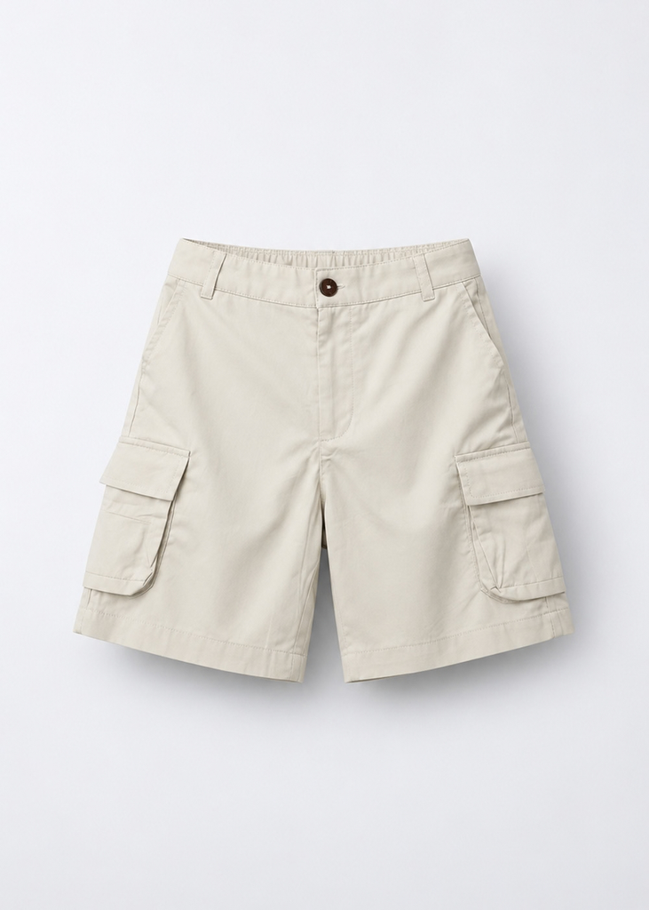 Quần Short Khakis Túi Hộp Bé Trai Be