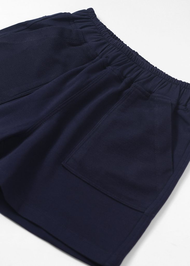 Quần Short Phối Túi Bé Trai Thun Da Cá Navy