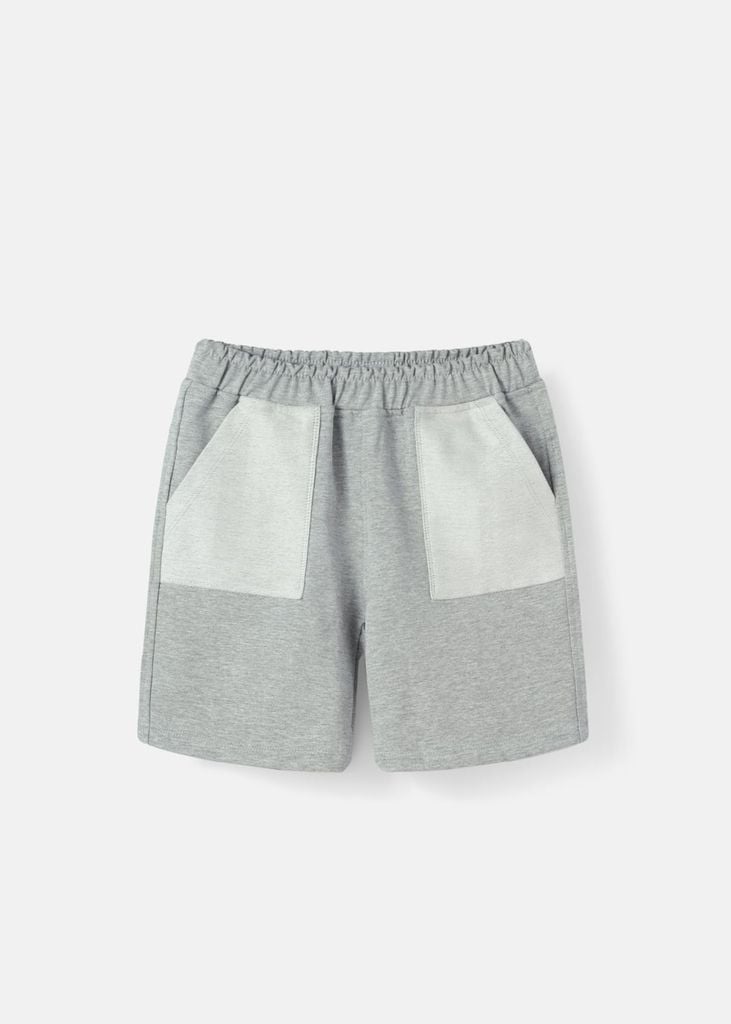 Quần Short Phối Túi Bé Trai Xám Melange