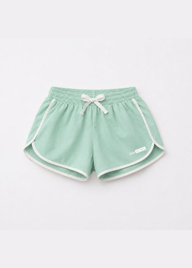 Quần Short Thể Thao Bé Gái Siêu Nhẹ Ultra Light Dù Xanh Mint