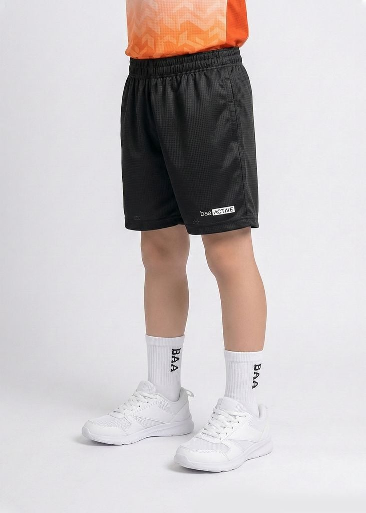 Quần Short Thể Thao Cho Bé Siêu Nhẹ Ultra Light Đen 06
