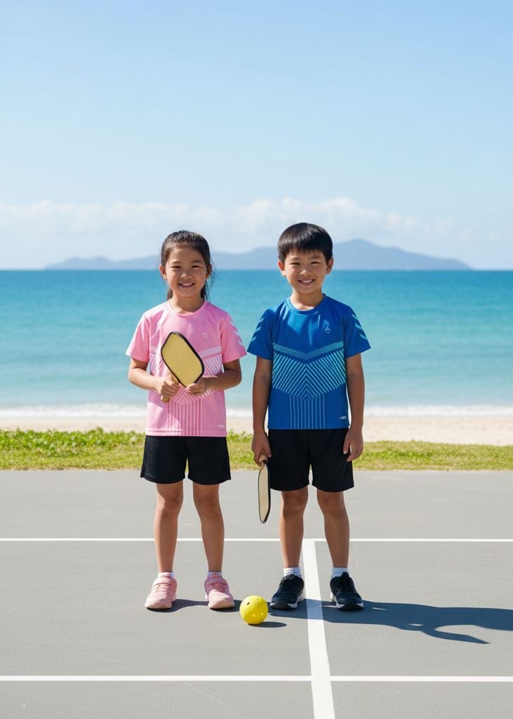 Set 2 Áo Thun Thể Thao Siêu Nhẹ Ultra Light Cho Bé (Xanh Dương + Hồng)