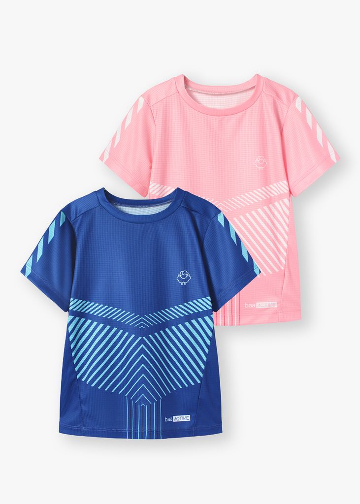 Set 2 Áo Thun Thể Thao Siêu Nhẹ Ultra Light Cho Bé (Xanh Dương + Hồng)