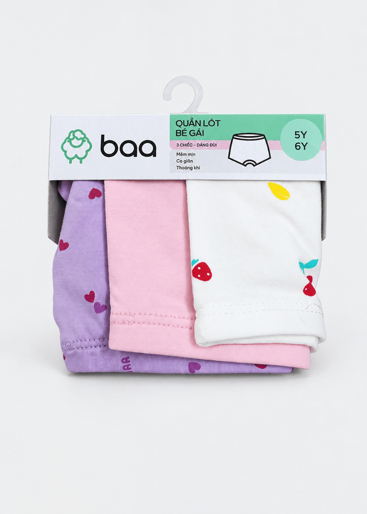 Set 3 Quần Chip Đùi Bé Gái Cotton Hoạ Tiết Trái Tim (Màu Ngẫu Nhiên)