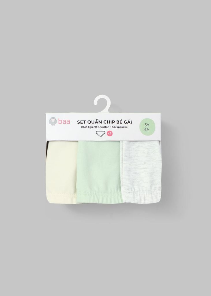 Set 3 Quần Chip Đùi Cotton Bé Gái Hoạ Tiết Ngẫu Nhiên