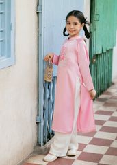 Set Áo Dài Thêu Cao Cấp Bé Gái Hồng Giấc Mơ Hoa
