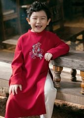 Set Áo Dài Thêu Cao Cấp Bé Trai Đỏ Cá Chép