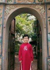 Set Áo Dài Thêu Cao Cấp Bé Trai Đỏ Cá Chép