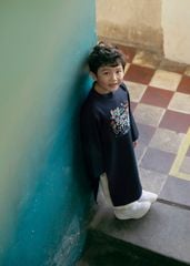 Set Áo Dài Thêu Cao Cấp Bé Trai Xanh Bình An