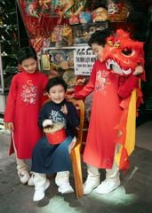 Set Áo Dài Thêu Cao Cấp Bé Trai Xanh Bình An