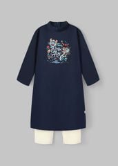 Set Áo Dài Thêu Cao Cấp Bé Trai Xanh Bình An