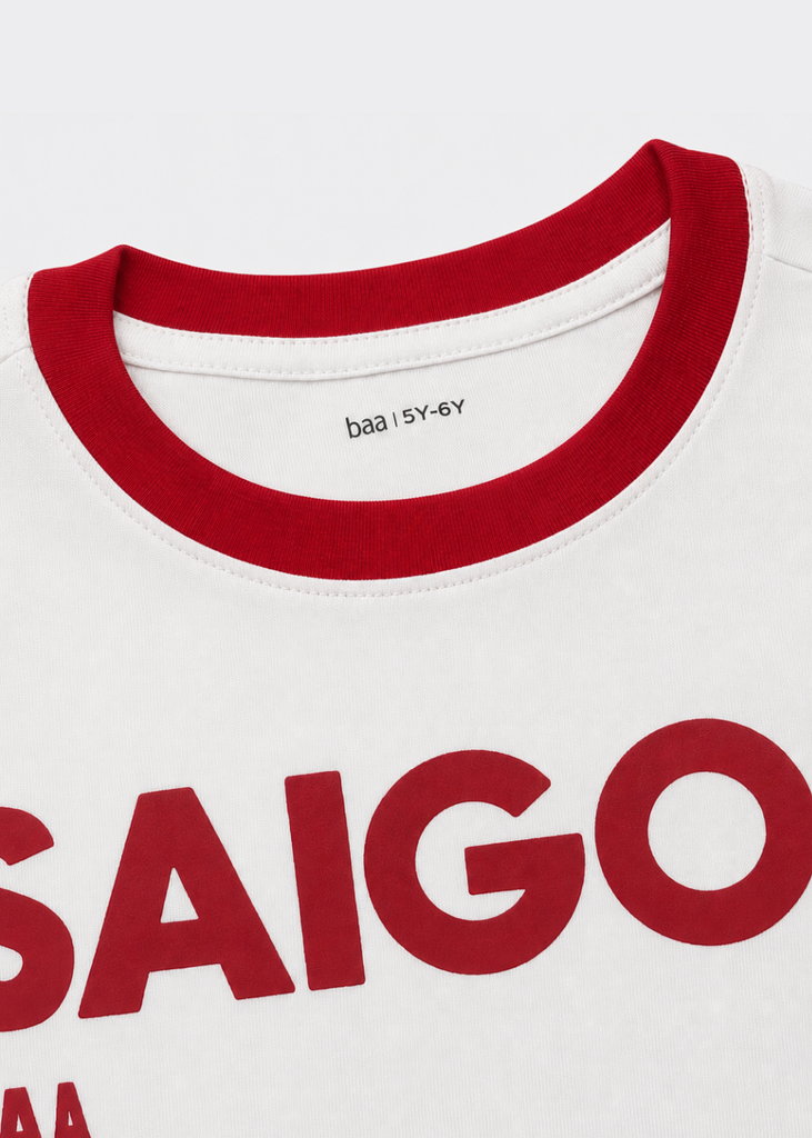 Set Áo Form Rộng Bé Trai & Quần Short Trắng Phối Đỏ Saigon