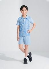 Set Polo Bé Trai Siêu Nhẹ Ultra Light Xanh Nhạt Hoạ Tiết Halftone