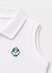 Set Polo Cộc Tay & Chân Váy Xếp Ly Bé Gái Trắng Phối Xanh Lá