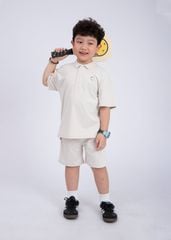 Set Polo Form Rộng Bé Trai Siêu Nhẹ Ultra Light Be