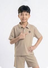 Set Polo Form Rộng Bé Trai Siêu Nhẹ Ultra Light Nâu Nhạt